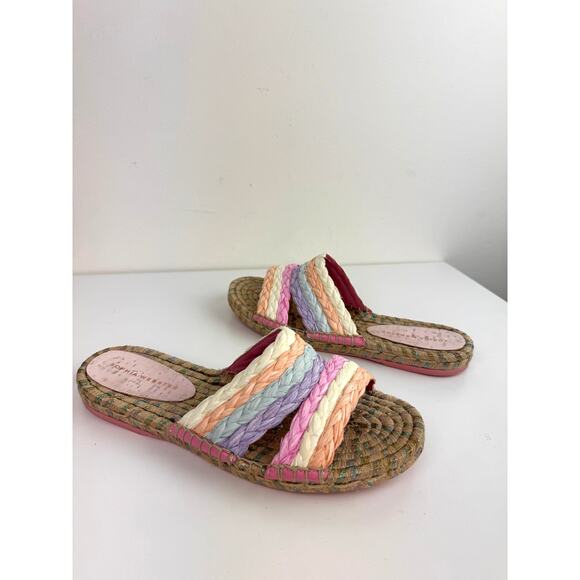Sophia Webster Women Slides 7.5 Pastel Ines Woven Espadrille Slip-On Sandals - Picture 2 of 9